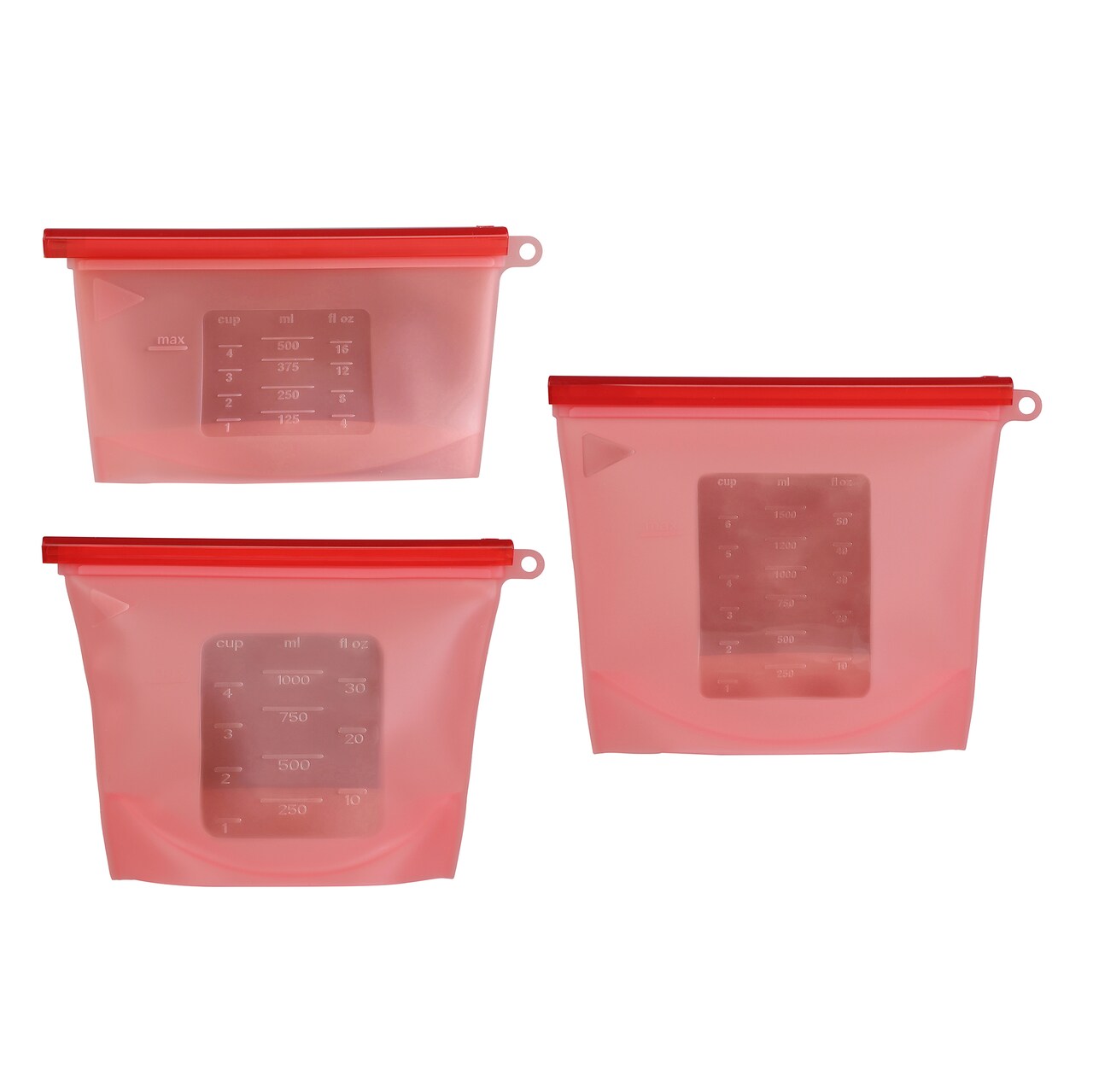 7Penn Silicone Food Storage Bag, 500, 1000, 1500mL - 3pk Reusable Food Bags